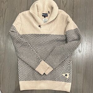 Barbour Men's Turtleneck Sweater in Cream and Gray